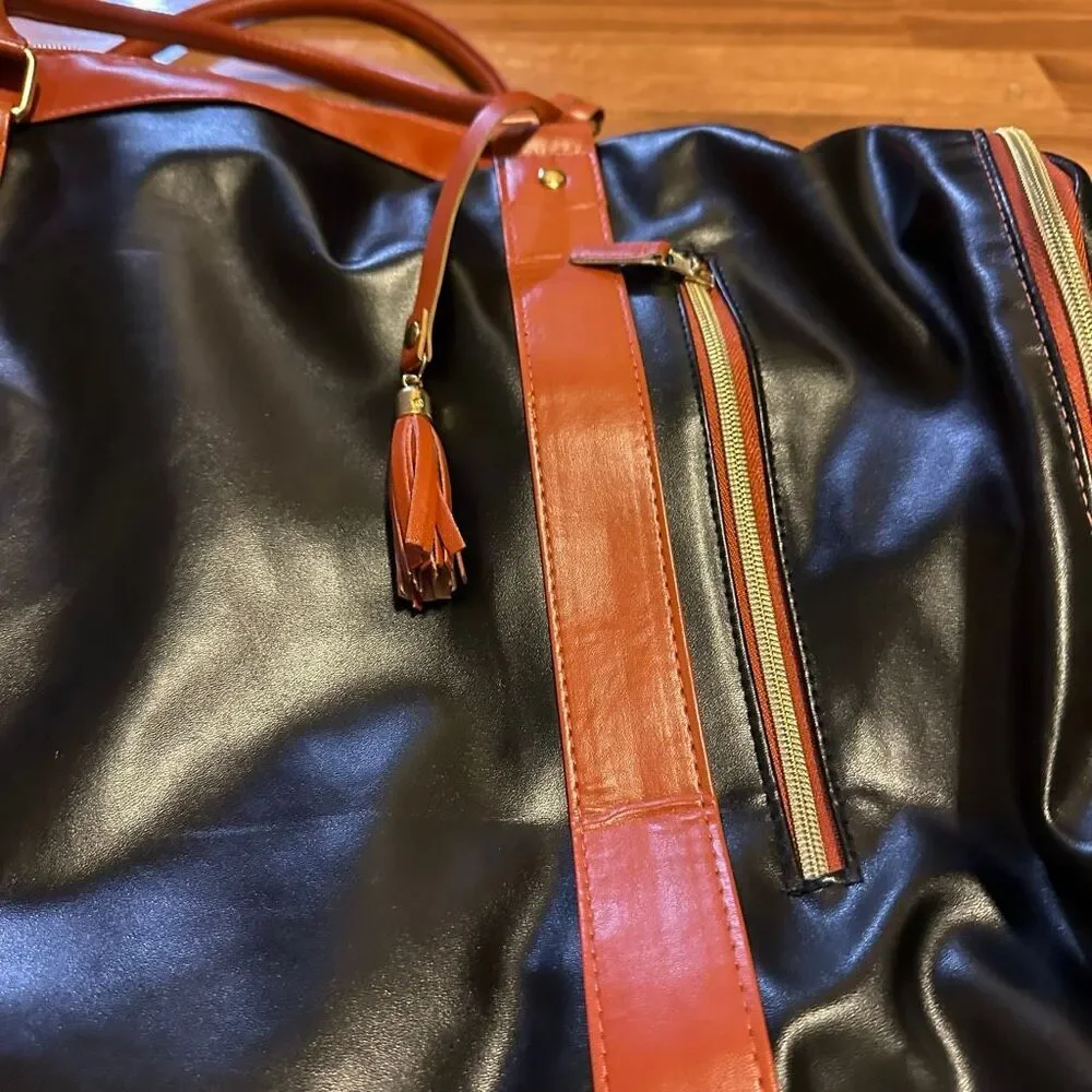 Classic Black and Brown Weekender Duffel Bag - Travel Ready